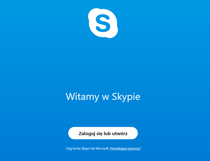 Aplikacja skype, gdy użytkownik nie jest zalogowany